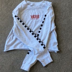 Women’s long sleeve white vans shirt.